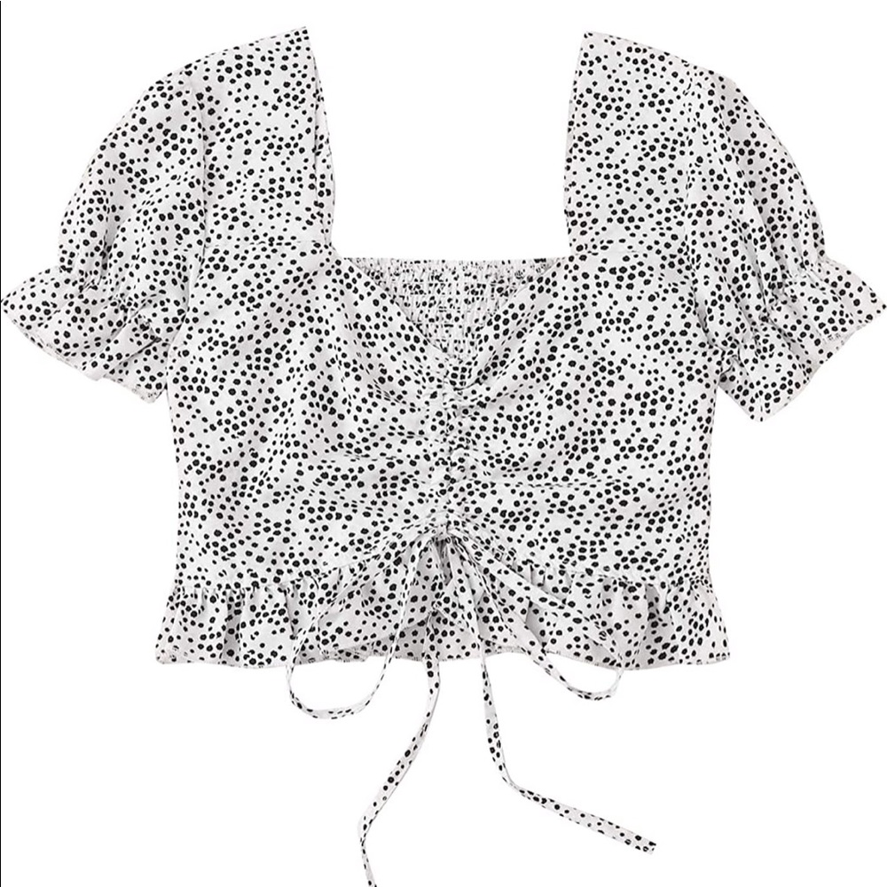 White & Black Polka Dot Blouse **Like New, Never Worn**